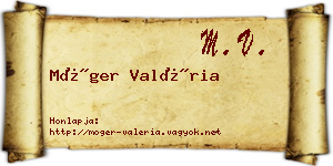 Móger Valéria névjegykártya